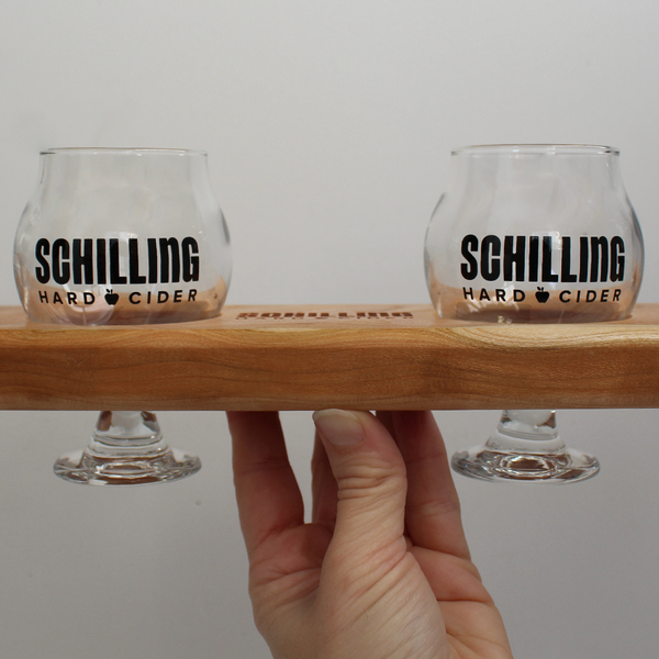 Schilling Wooden Flight Board - Glassware Included